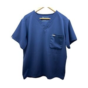 FIGS‎ Technical Scrub Top Unisex Medium Navy Blue V-Neck Pocket Medical